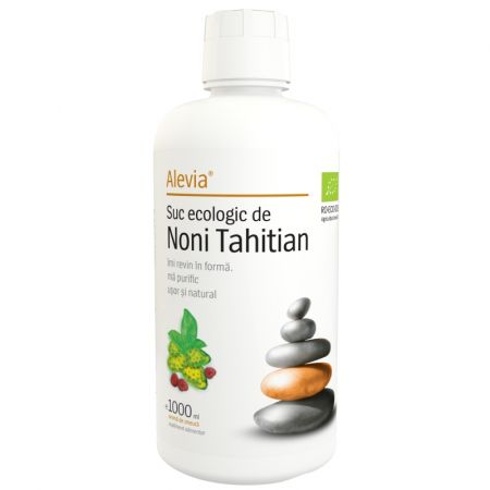 Suc ecologic de Noni Tahitian cu aroma de zmeura, 1000 ml, Alevia