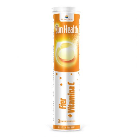 Fier + Vitamina C Sun Health, 20 comprimate efervescente, Sun Wave Pharma