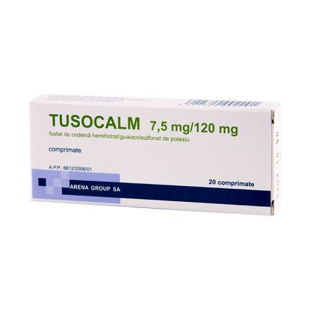 Tusocalm, 7,5 mg /120 mg, 20 comprimate, Arena Group