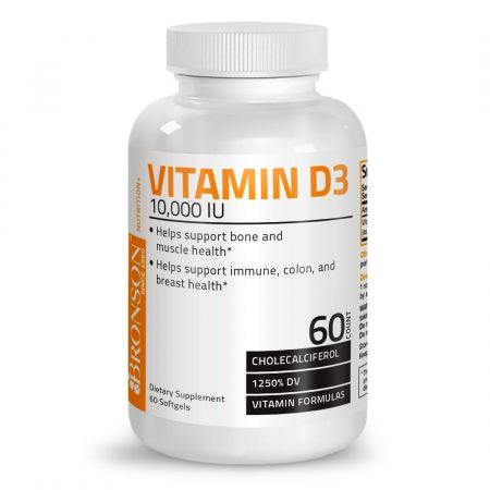 Vitamina D3, 10000 UI, 60 capsule, Bronson Laboratories