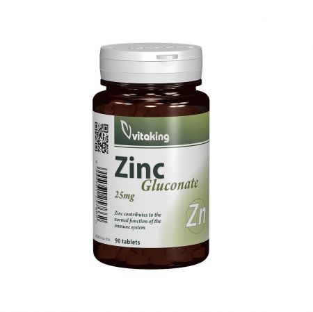 Zinc gluconate, 25 mg, 90 tablete, VitaKing