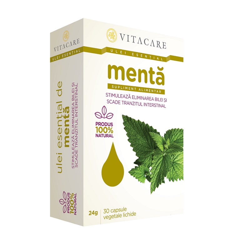 Ulei esential de Menta, 30 capsule, Vitacare