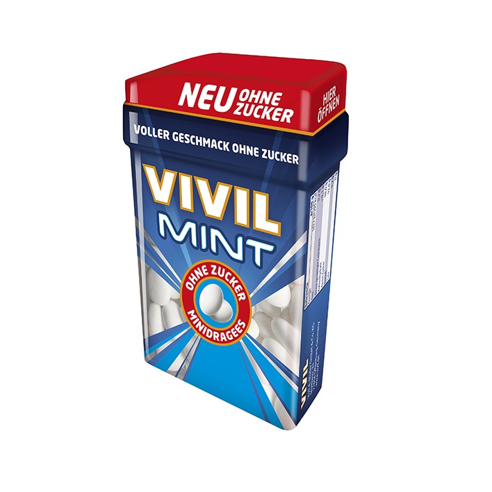 Minidrajeuri cu aroma de menta fara zahar, 40g, Vivil