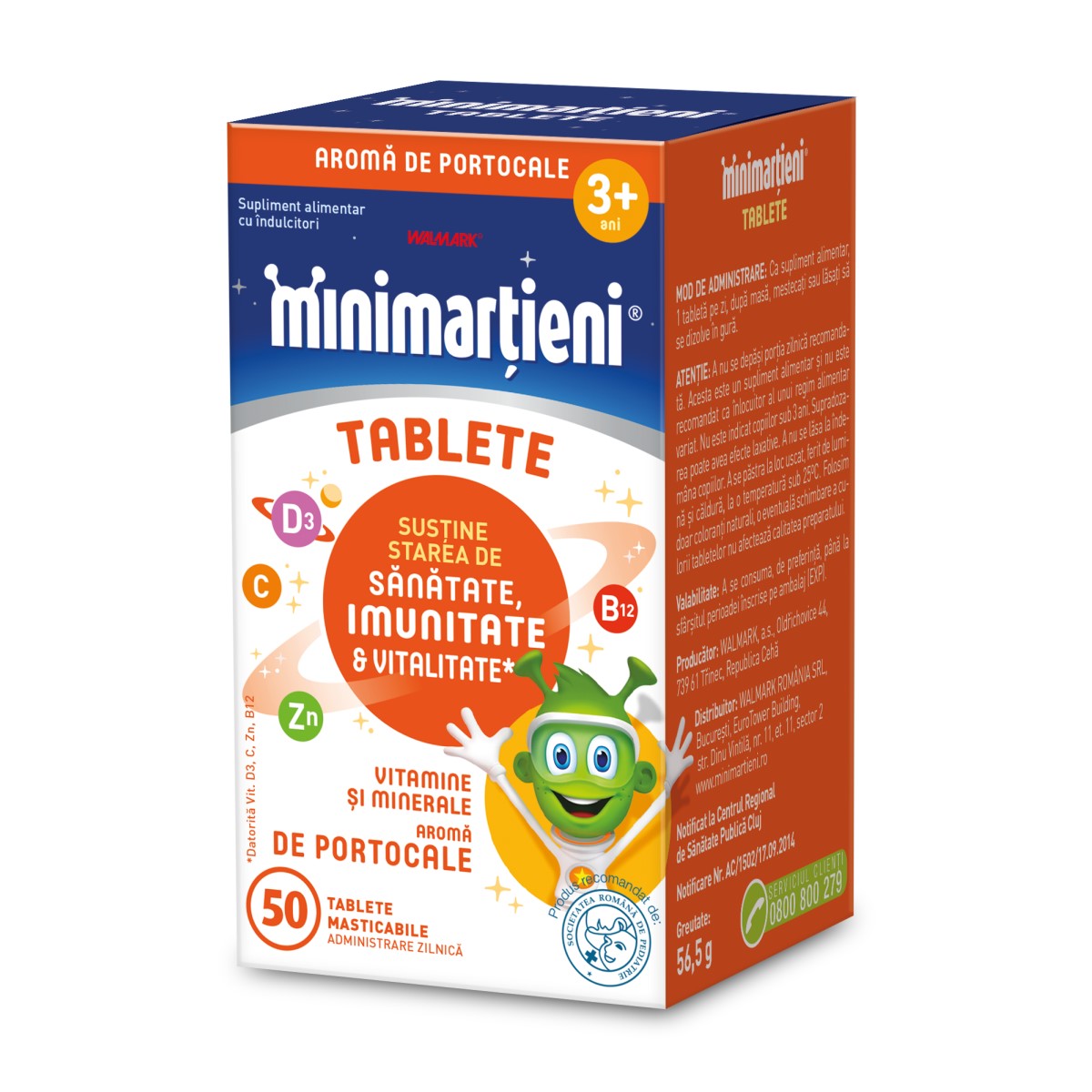 Minimartieni cu aroma de portocala, 50 tablete, Walmark