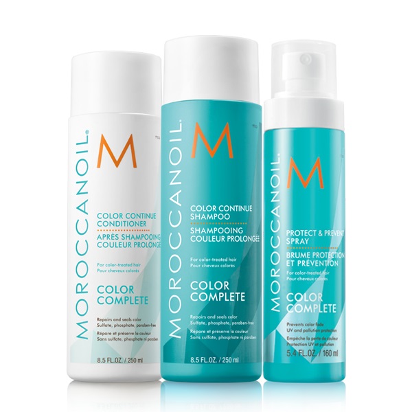 Set pentru par vopsit Color Complete, Sampon, 250 ml + Balsam, 250 ml + Spray pentru protectie, 160 ml, Moroccanoil