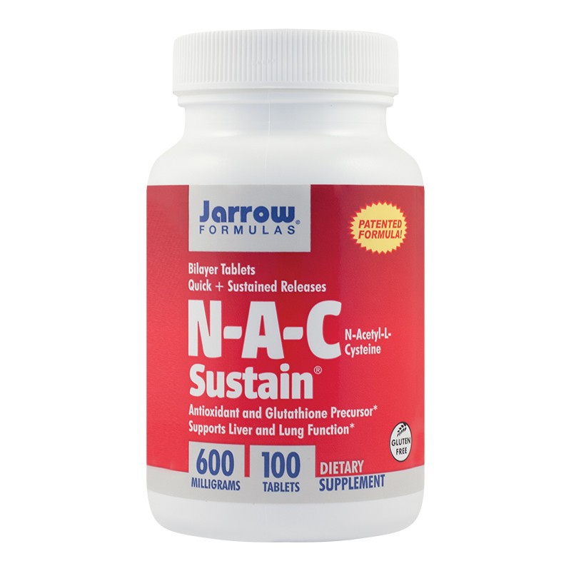 N-A-C Sustain Jarrow Formulas, 600mg, 100 tablete, Jarrow Formulas Secom