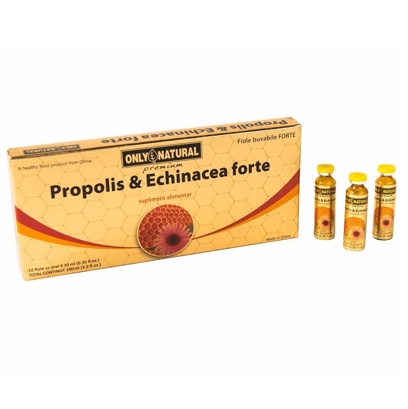 Propolis si Echinaceea Forte, 10 fiole, Only Natural