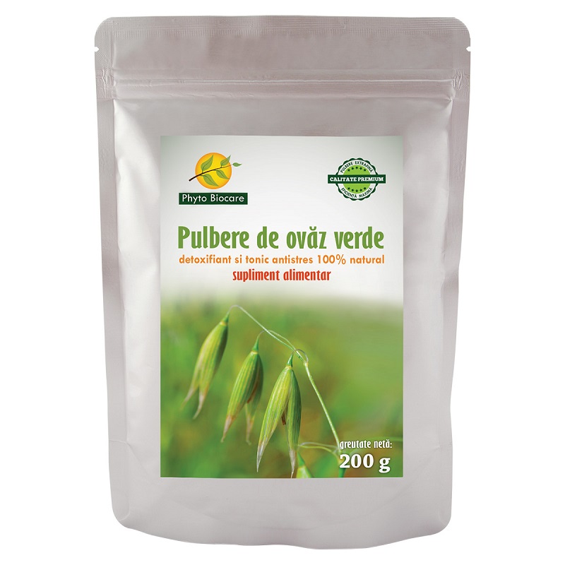 Pulbere de ovaz verde, 200 g, Phyto Biocare