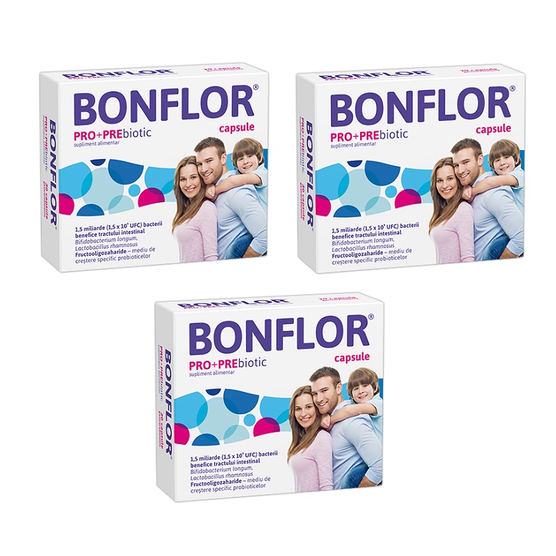 Pachet Bonflor PRO+PREbiotic (3 la pret de 2), 20 capsule, Fiterman Pharma