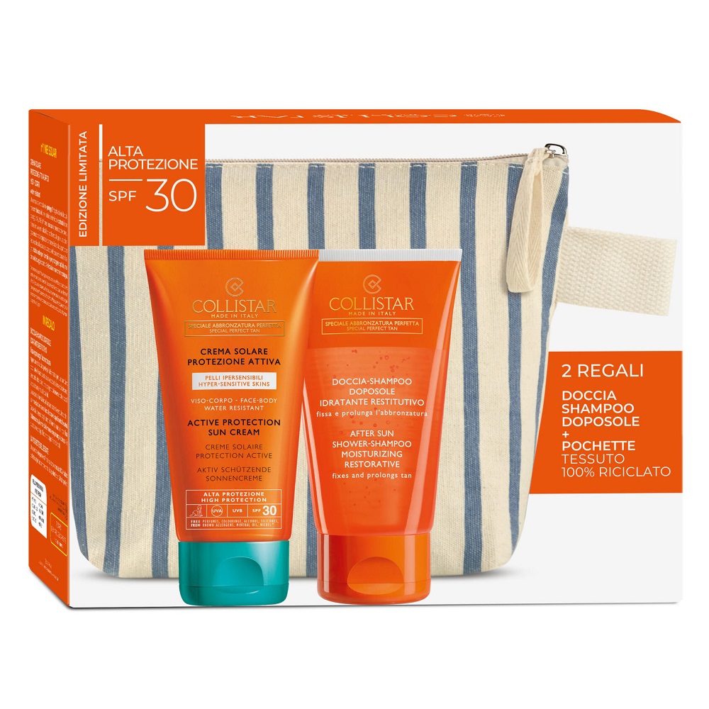 Pachet Crema protectie solara cu SPF 30, 150 ml + Sampon After Sun, 150 ml + Portfard, Collistar