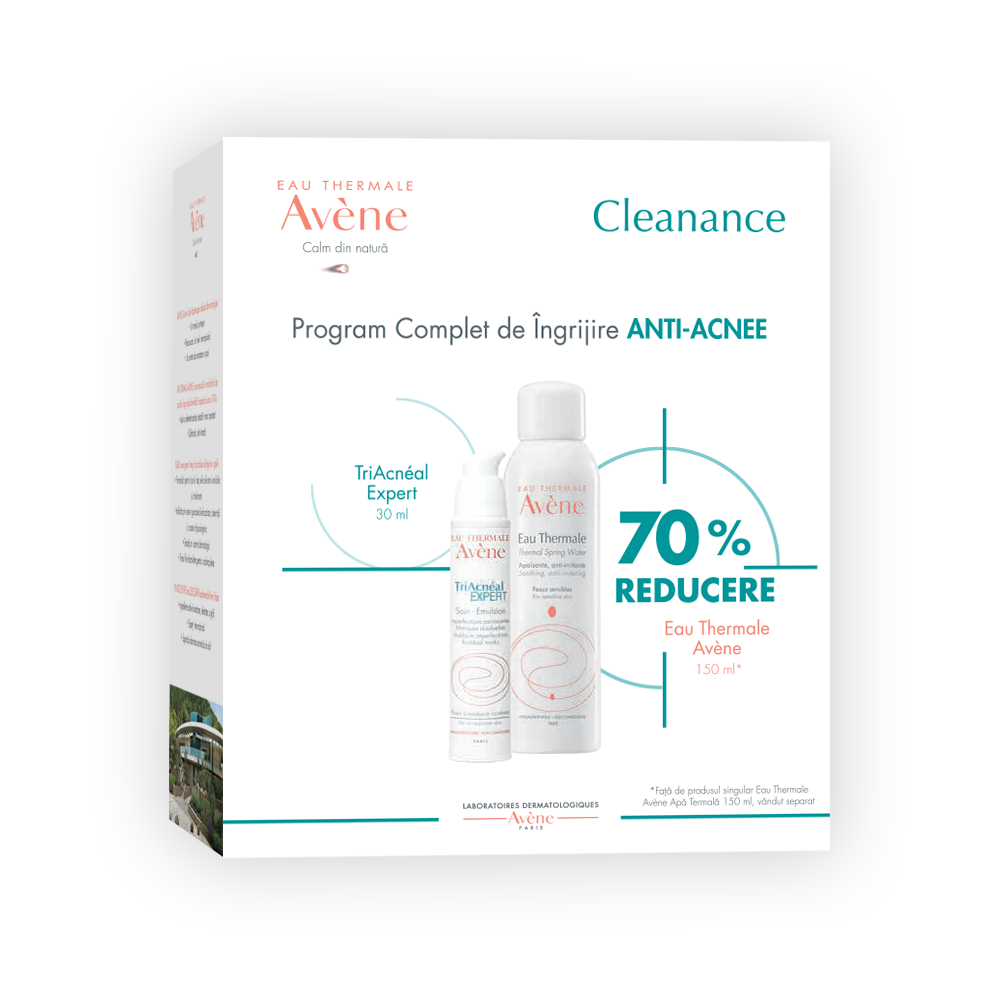 Pachet Emulsie pentru ten cu tendinta acneica TriAcneal Expert, 30 ml + Apa termala spray, 150 ml, Avene 