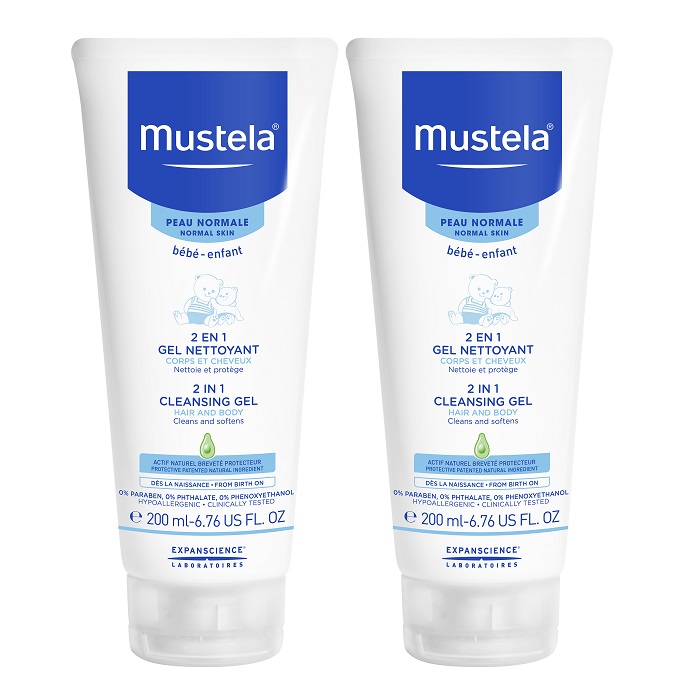 Pachet Gel de curatare 2 in 1 par si corp, 200 + 200 ml, Mustela