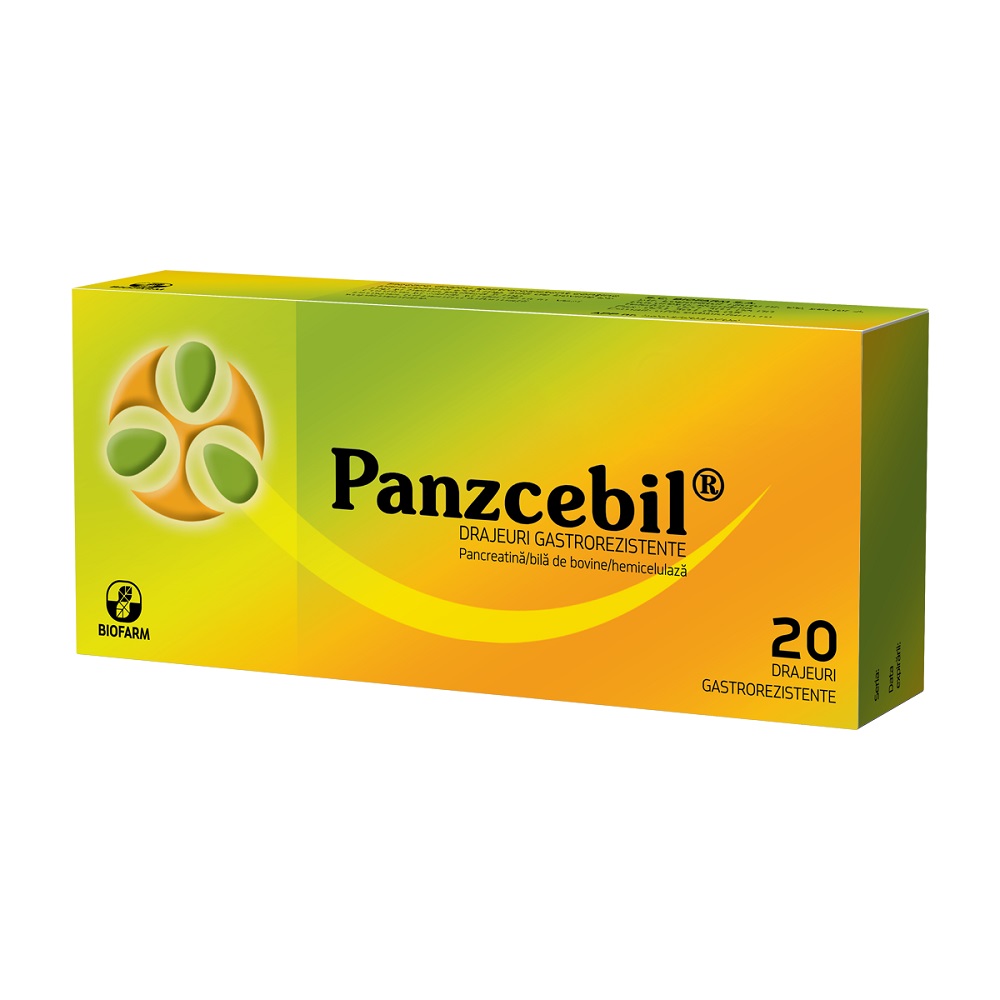 Panzcebil, 20 drajeuri gastrorezistente, Biofarm