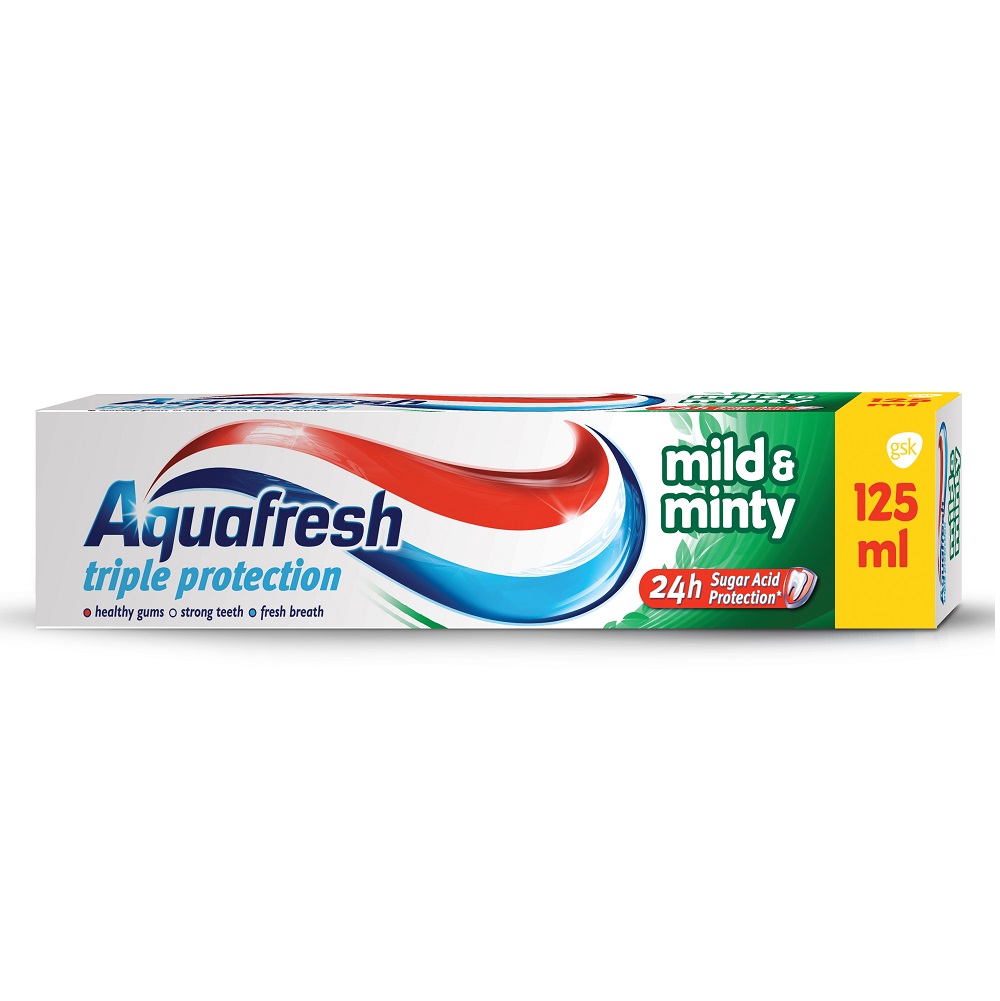 Pasta de dinti 3 Mild & Minty Aquafresh, 125 ml, Gsk