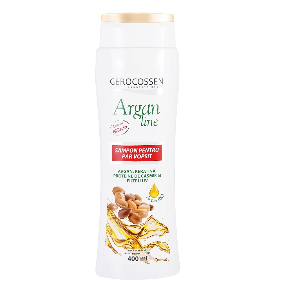 Sampon pentru par vopsit cu ulei de argan, keratina Argan Line, 400 ml, Gerocossen