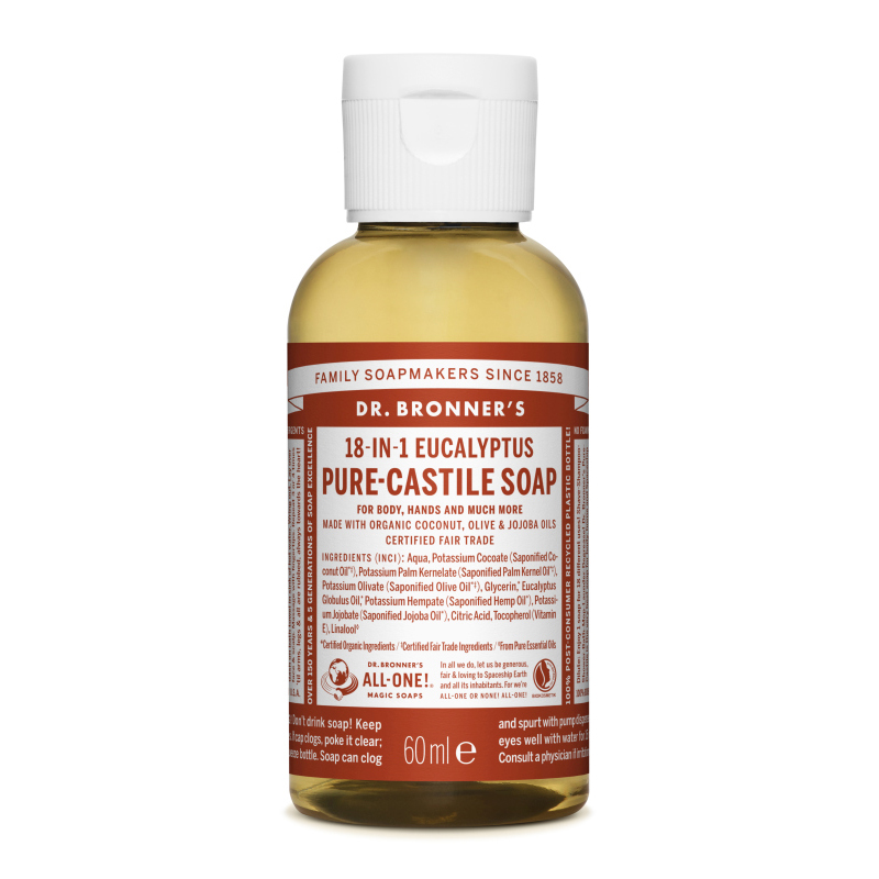 Sapun magic lichid 18in1 cu eucalipt pentru calatorii, 60 ml, Dr. Bronner's