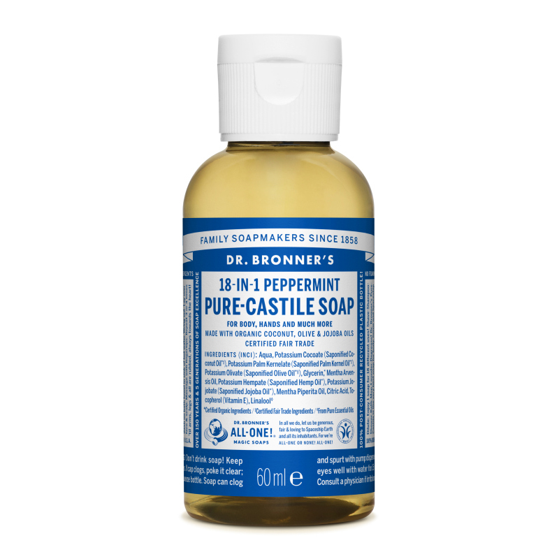 Sapun magic lichid 18in1 cu menta pentru calatorii, 60 ml, Dr. Bronner's