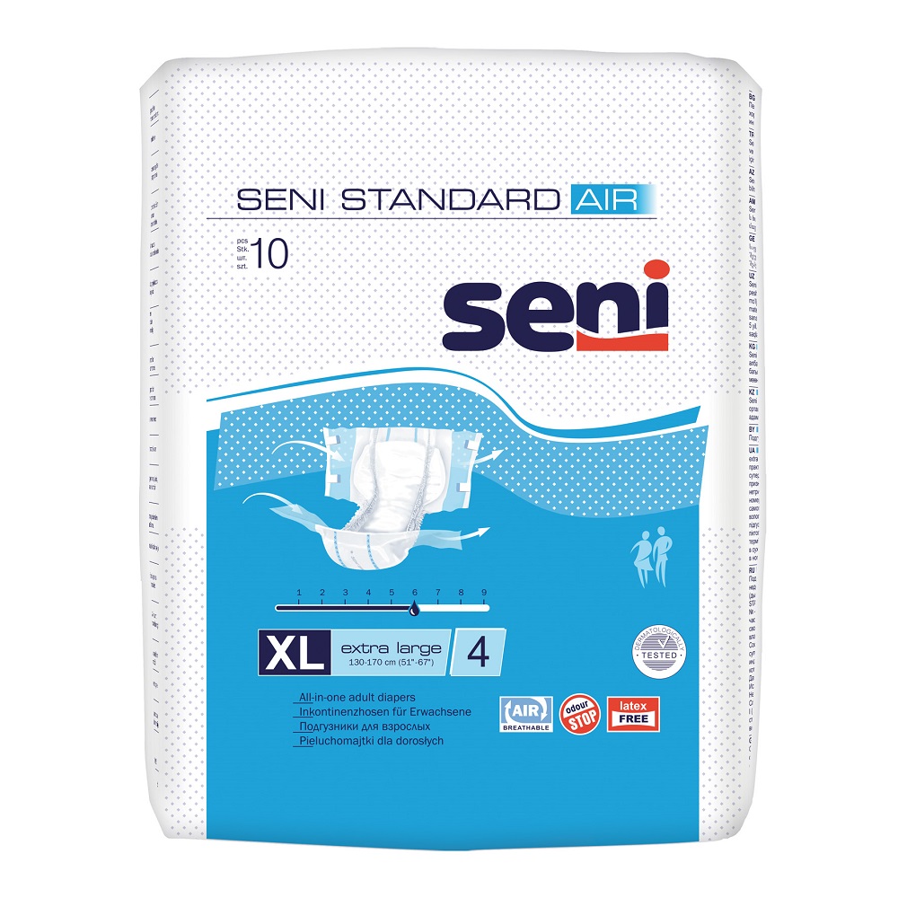 Scutece cu sistem inchis Standard Air, Extra Large, 10 bucati, Seni