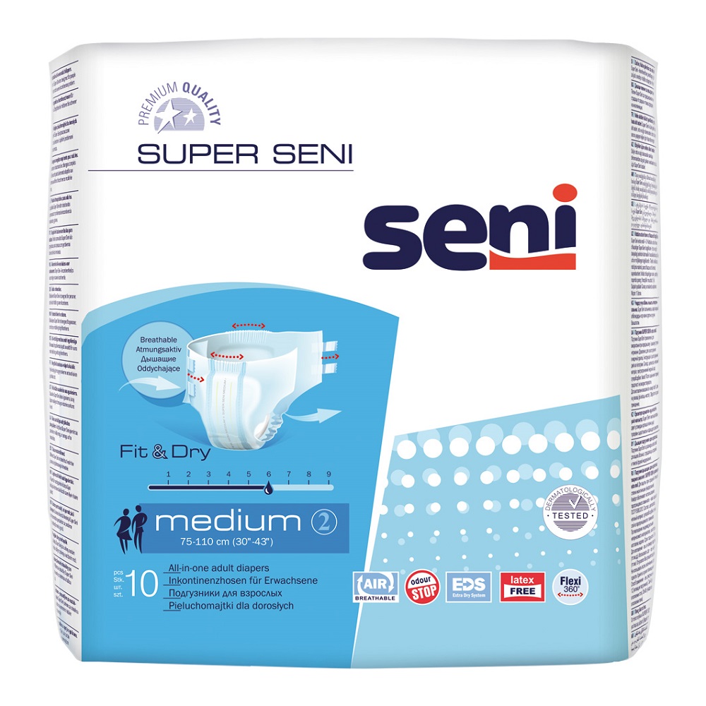 Scutece cu sistem inchis Super Seni, Medium, 10 bucati, Seni