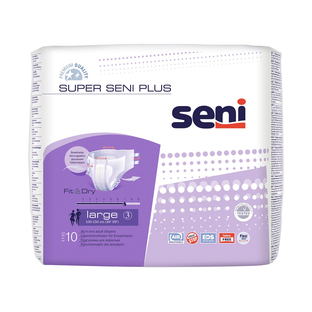 Scutece cu sistem inchis Super Seni Plus, Large, 10 bucati, Seni