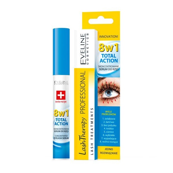 Ser concentrat pentru gene 8in1 Lash Therapy Total Action, 10 ml, Eveline Cosmetics