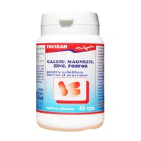 Calciu, magneziu, zinc si fosfor, 40 capsule, Favisan