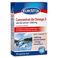 Concentrat de Omega 3 ulei de peste 1300mg Plus Vit D3+E, 30 capsule, Eurovita
