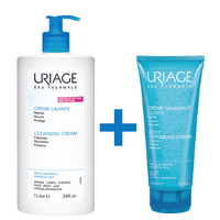 Pachet Creme lavante de curatare, 1000 ml + Crema exfolianta de corp, 200 ml, Uriage