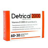 Pachet Detrical Vitamina D 2000UI, 60 comprimate + 30 comprimate, Zdrovit