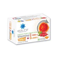 Vitamina C 1000 mg + D3 2000 UI Retard, 30 comprimate, BioSunLine