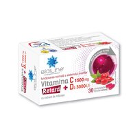 Vitamina C 1500 mg Retard + D3 3000 UI, 30 comprimate filmate, BioSunLine