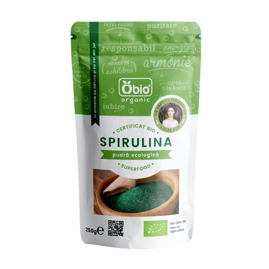 Spirulina pulbere ecologica, 250 g, Obio