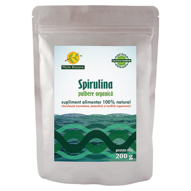 Pulbere de spirulina, 200 g, Phyto Biocare