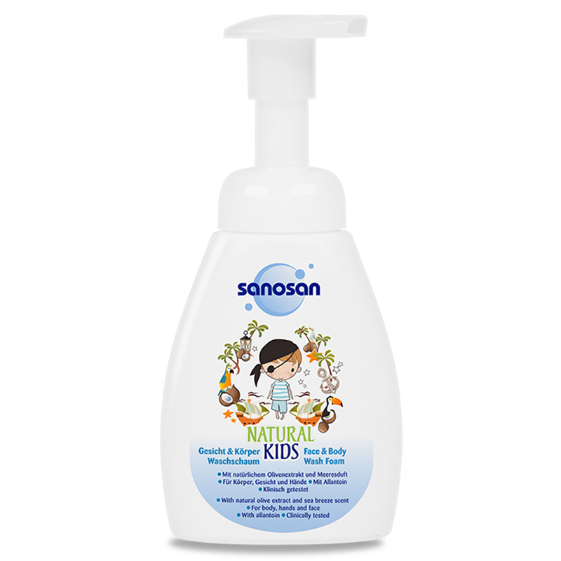 Spuma de curatare pentru baieti Natural Kids, 250 ml, Sanosan