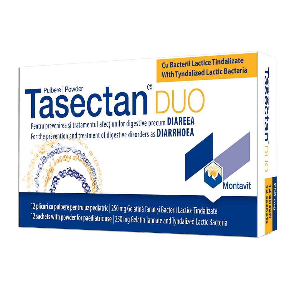 Tasectan DUO copii, 250 mg, 12 plicuri, Montavit