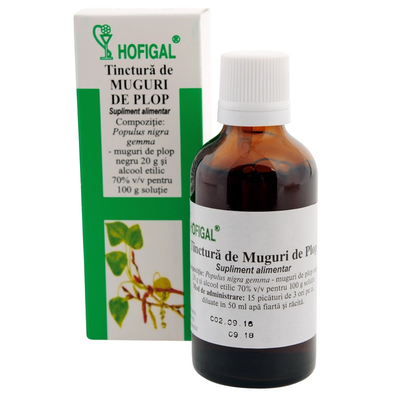 Tinctura de Muguri de Plop, 50 ml, Hofigal