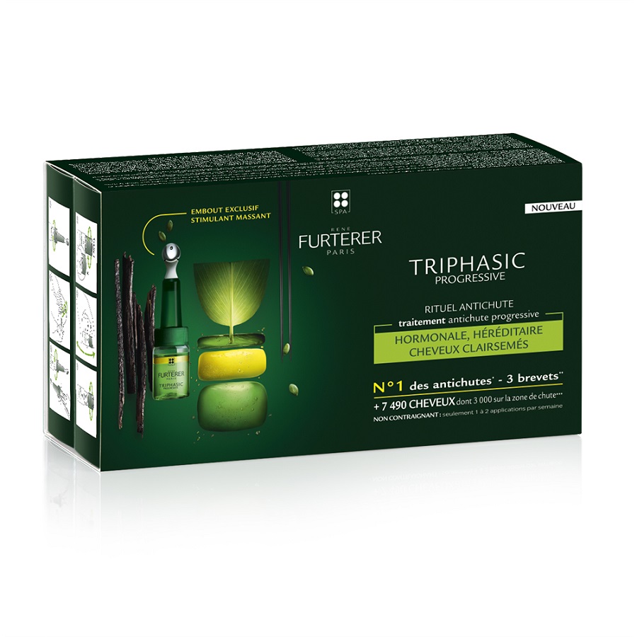 Ser impotriva caderii parului VHT Triphasic Progressive, 8 flacoane, Rene Furterer