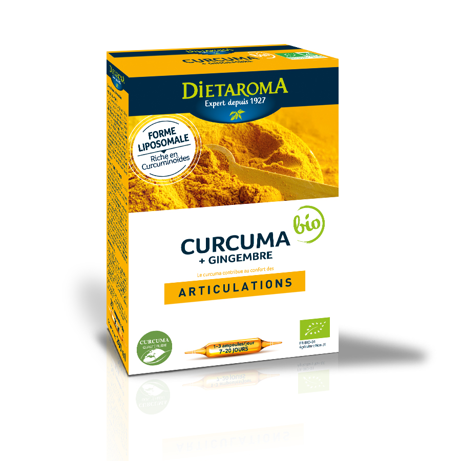 Turmeric, piper negru si ulei de ghimbir Articulations, 20 fiole, Laboratoires Dietaroma