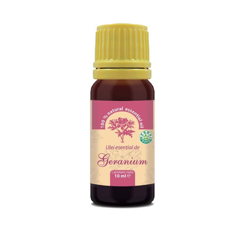 Ulei esential de geranium 100% pur, 10 ml, Herbavit