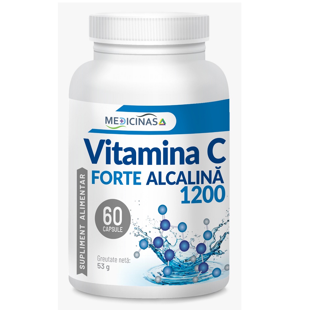 Vitamina C Forte alcalina 1200, 60 capsule vegetale, Medicinas