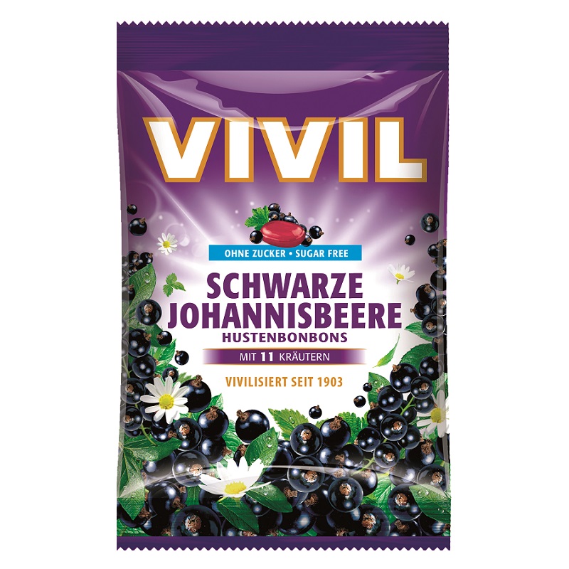 Bomboane fara zahar cu coacaze negre si vitamina C, 60 g, Vivil