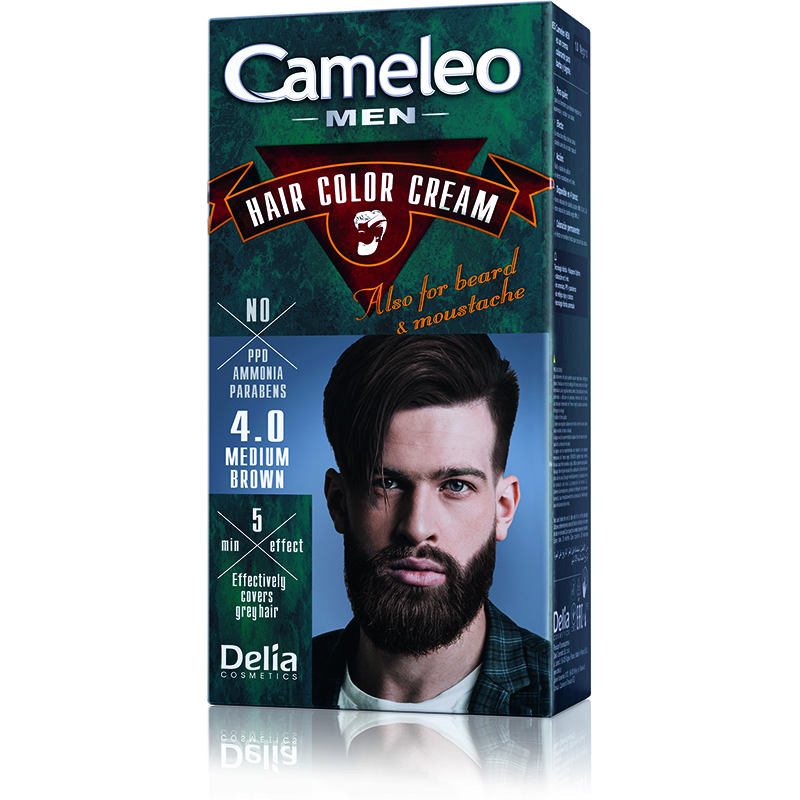 Vopsea de par pentru barbati Cameleo, 4.0 Medium Brown, Delia Cosmetics