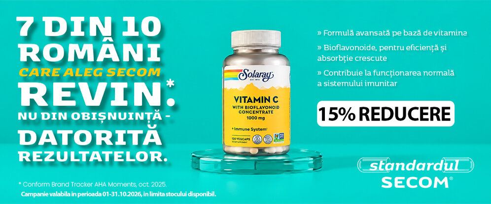 Vitamina C Solaray, 1000 mg, 100 capsule, Secom
