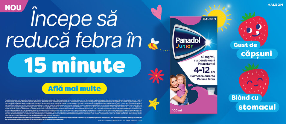 Panadol Junior suspensie orala 4-12 ani, 48 mg/ml suspensie orala, 100 ml, Haleon